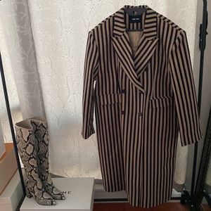 Women's Oversized Striped Quited Padded Long Coat